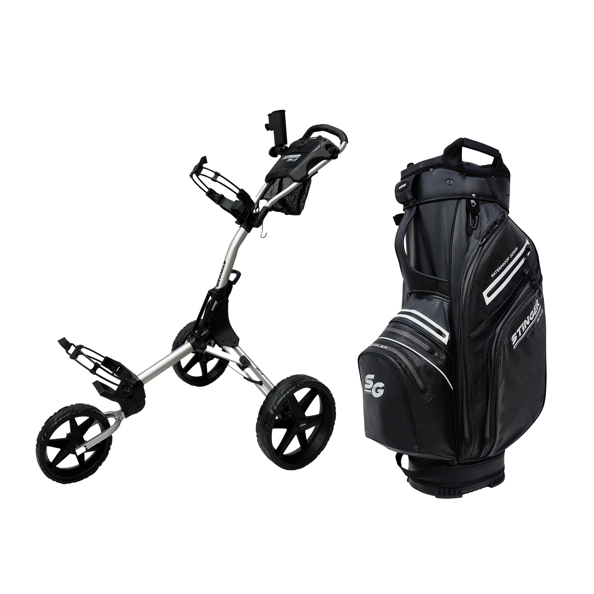 Stinger SG-2 Compact Golf Buggy & Golf Bag Bundle