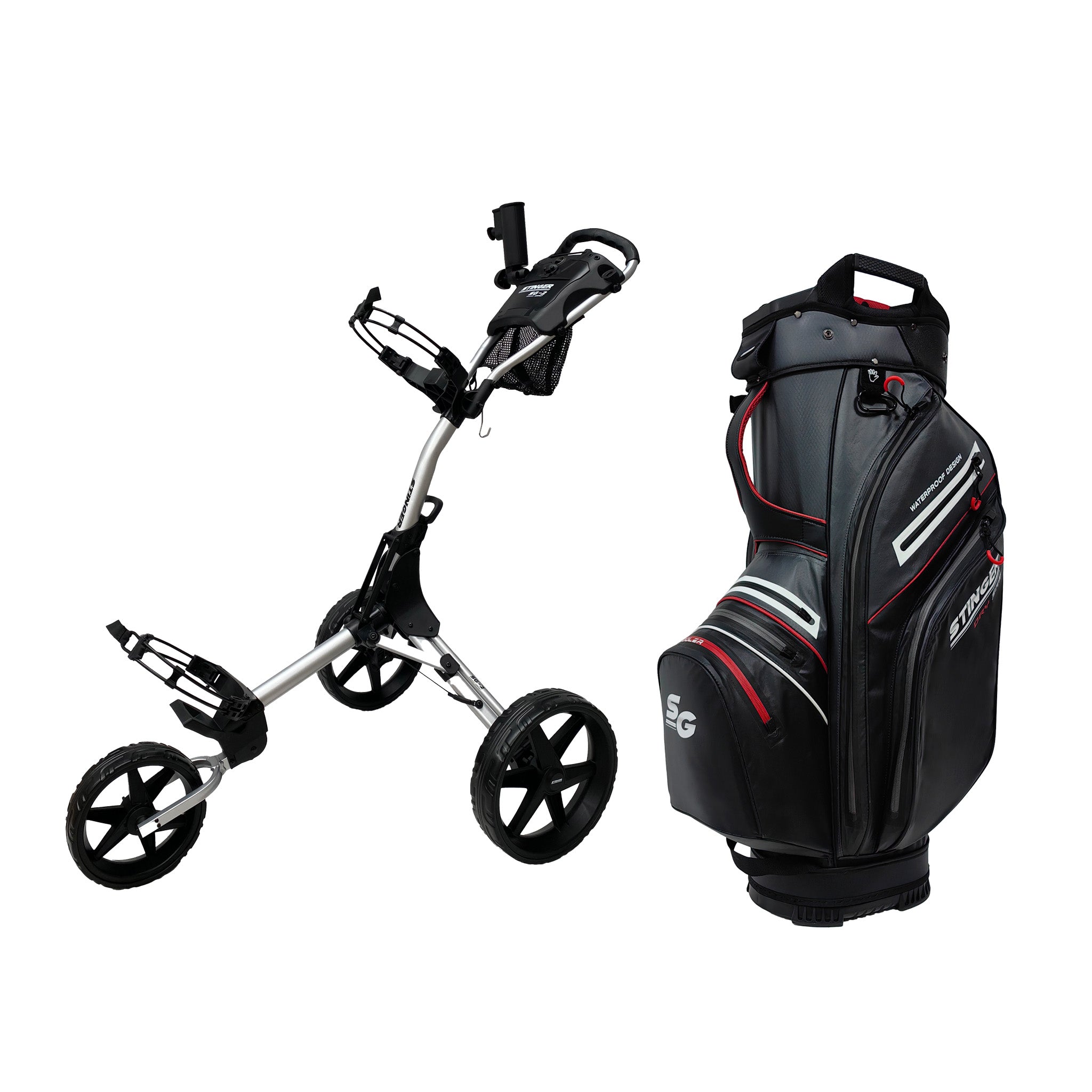 Stinger SG-2 Compact Golf Buggy & Golf Bag Bundle