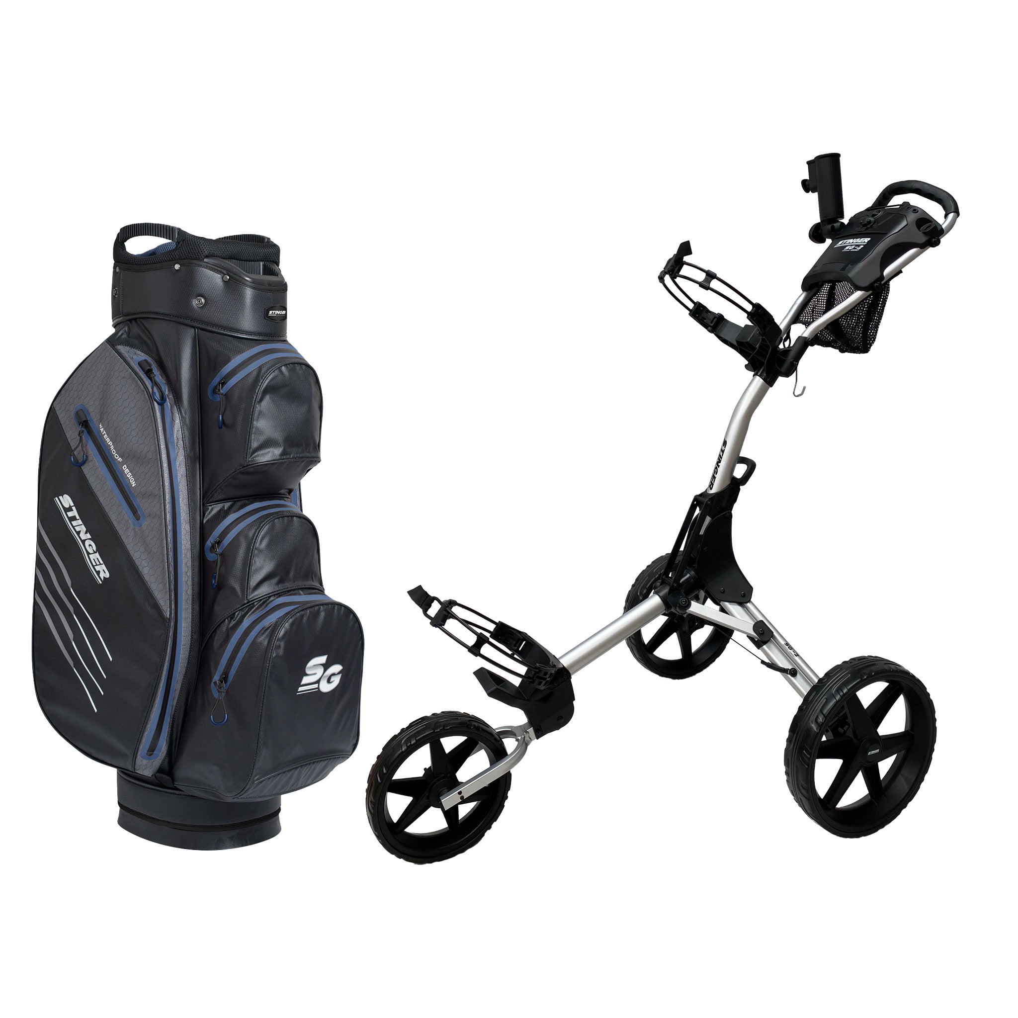 Stinger SG-2 Compact Golf Buggy & Golf Bag Bundle