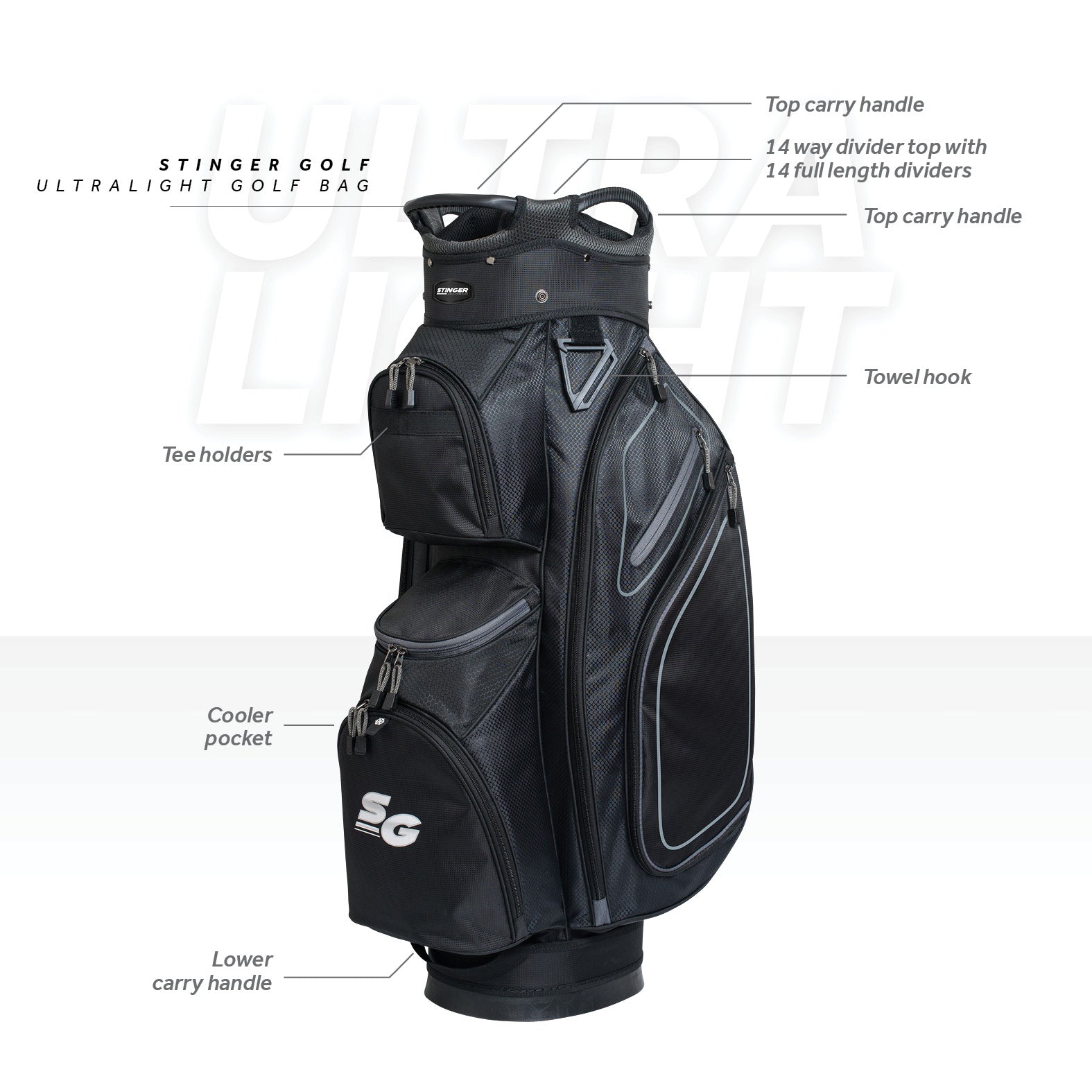 Full length divider discount golf cart bag