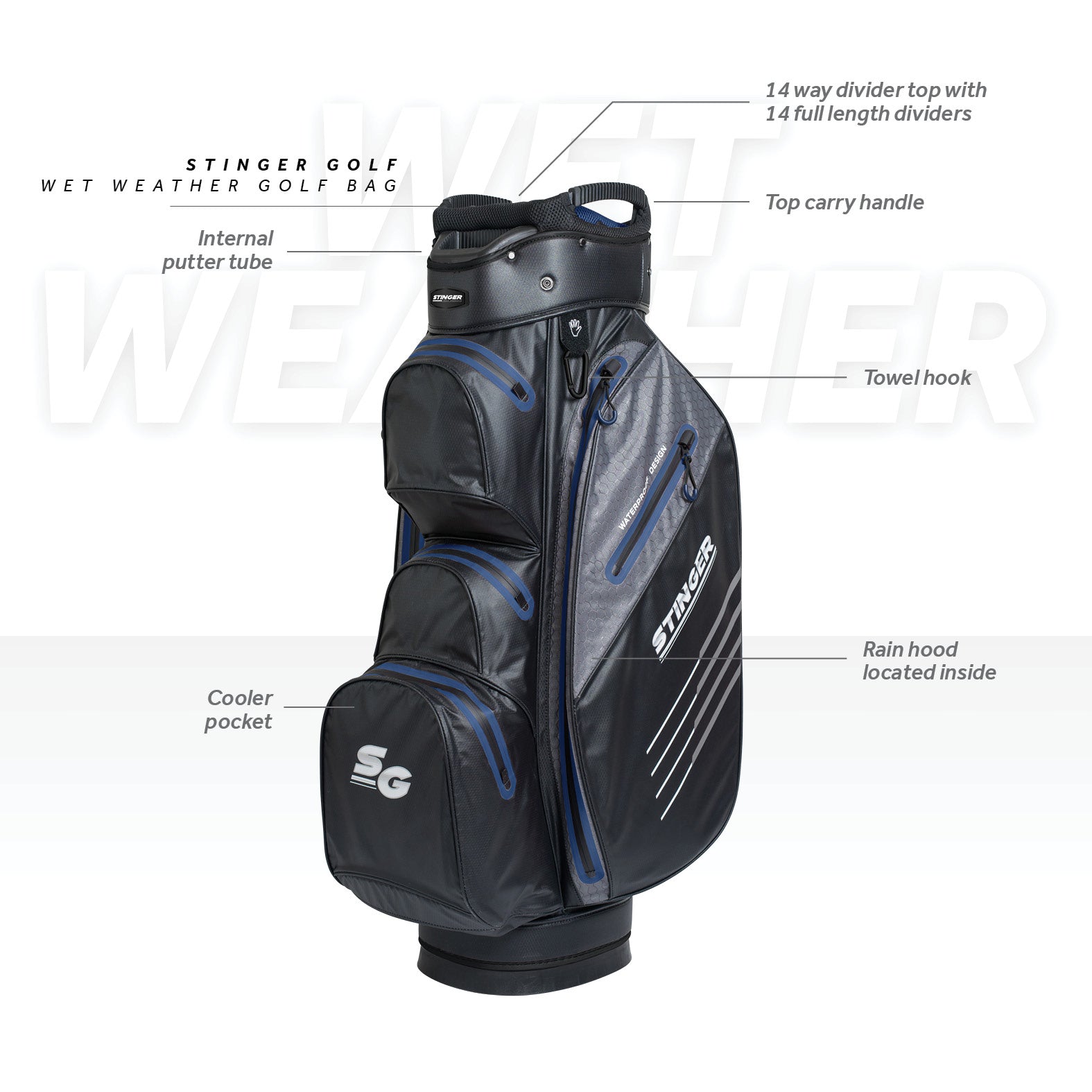 Waterproof golf stand best sale bag 14 way divider